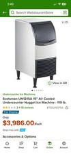 Scotsman UN1215A 15" Air Cooled Undercounter Nugget Ice Machine, 119 lb Yield