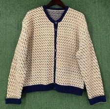 VTG 90 s Handmade Norwegian Patterned 100 Wool Cardigan Sweater Women s Large