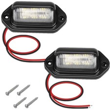 2 PCS White LED License Plate Light, 6-SMD Waterproof Tag Lights, 12V-24V DC ...