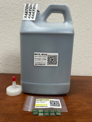 (1,000g) BULK Toner Refill for OKI B412, B432, MB472, MB492, MB562w + 5 Chips