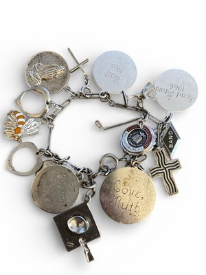 Vintage Sterling Silver Charm Bracelet 1960s Religious Serenity Prayer 925