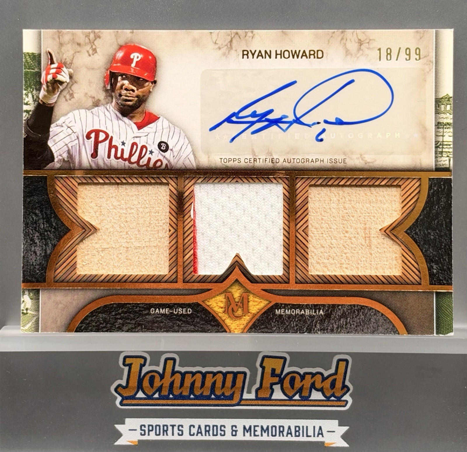 Ryan Howard 2025 Topps Museum Collection Triple Relic Auto #18/99 #SPTRA-RH READ