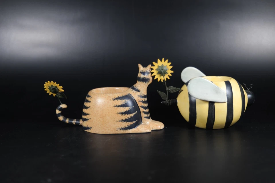 Portavelas Yankee Candle Company para gatos, abejorro, girasoles, Ellen Krans Foto 3 de 4