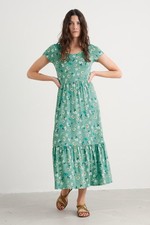 Seasalt Women's Regular Tor View Short Sleeve Tiered Jersey Dress Chalk Flower S