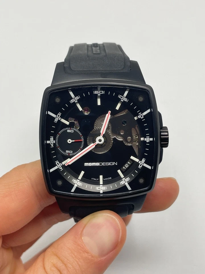 Швейцарские механические часы Momo Design MD-375 с ручным заводом из черного титана - Изображение 2 из 4