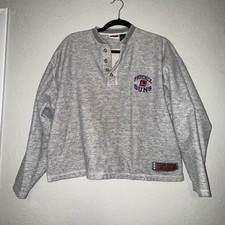 Phoenix Suns Vintage Sweatshirt Pullover Pro Edge Grey Henley Style Button Large