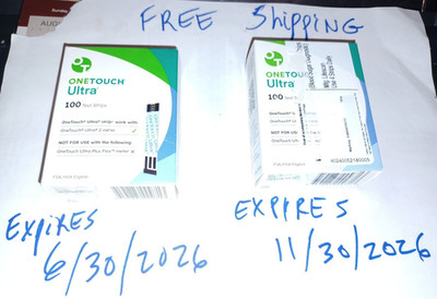 200 OneTouch Ultra Glucose Blood Test Strips for Ultra Meter, Exp. 6/26 & 11/26