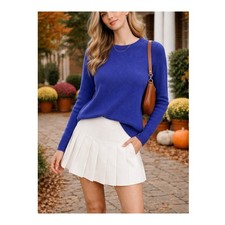 Autumn Cashmere Sweater Women XS Blue Ribbed 100 Cashmere Quite Luxury