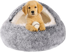 Hooded Dog Bed for Small Dogs, Nest Dog Beds, Washable Cute Cat Cave Bed, Cozy N