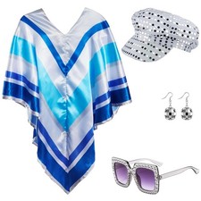 ABBA Kostüm, 70er Jahre Pop Poncho Erwachsene, 70s Kostüm Damen Access...