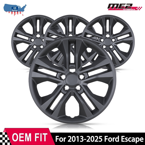 For 2013-2025 Ford Escape 17" Hubcaps Bolt-On Matte Black Wheel Covers Set of 4 - Picture 1 of 11