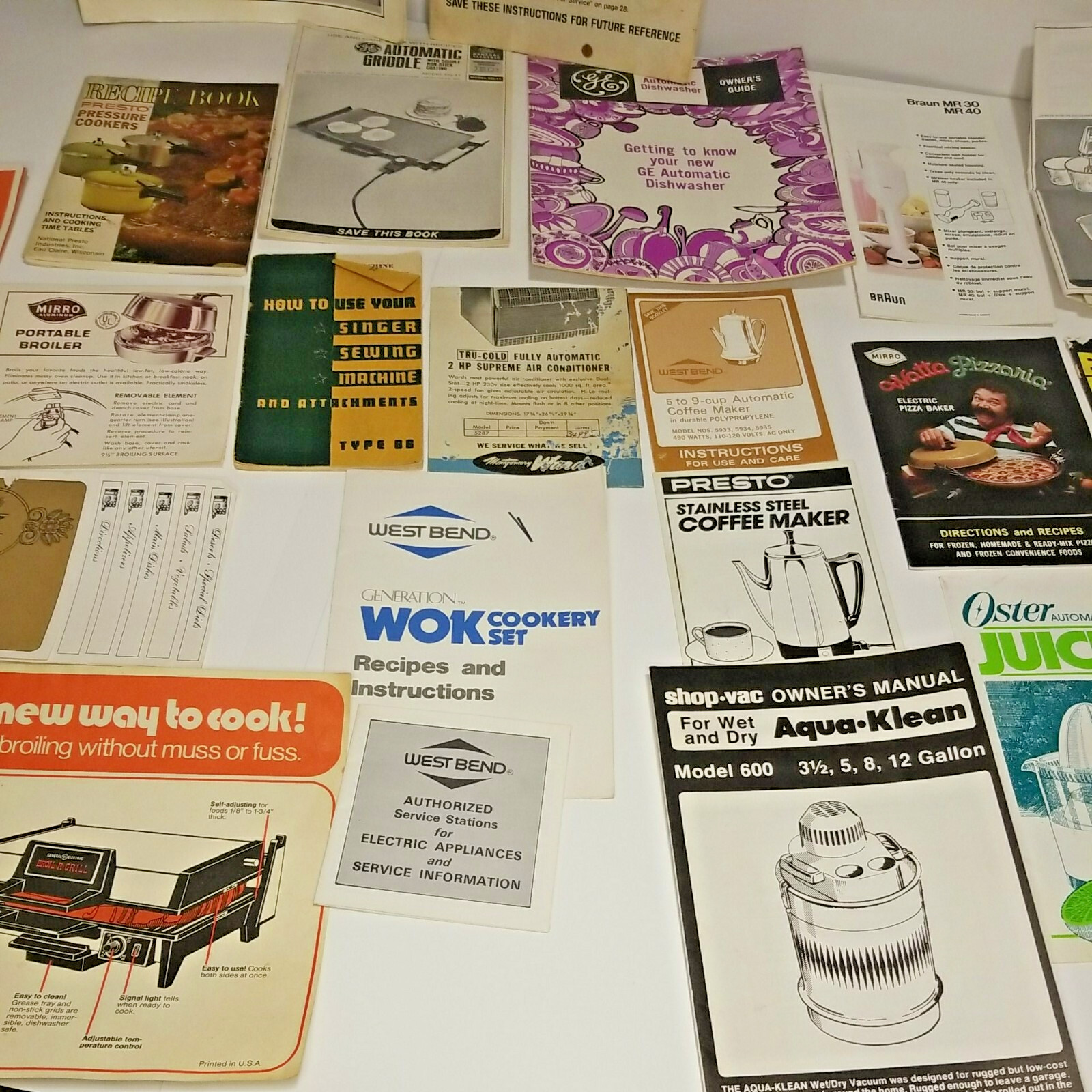 23 Vintage Appliance Books For Microwaves, Singer, Pressure 