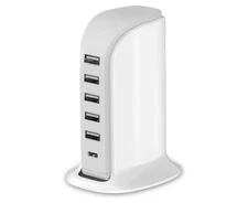 Charging Station for Multiple Devices 40W Upoy, Wall Charger Block 5 USB Ports(S
