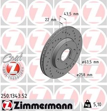 2x ZIMMERMANN Bremsscheibe SPORT Z 250.1343.52 für MAZDA FORD 121 FIESTA FUSION