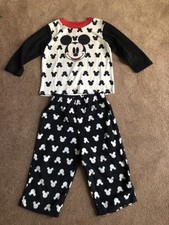 Disney Mickey Mouse Flannel Pajama Set Boys Or Girls Sz 18 Mo