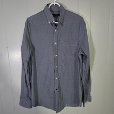 Tommy Hilfiger Men's M 15.5 34/35 Regular Fit Wrinkle Free Navy Gingham Shirt