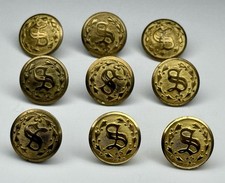 Set Of 9 Vintage Buttons Waterbury "S" Sheriff Gold Tone Waterbury COS CONN 5/8"