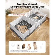 VEVOR Dogs Whelping Box, 93.3x48.4x18.1 inch, Plastic PVC Puppies Playpen with H