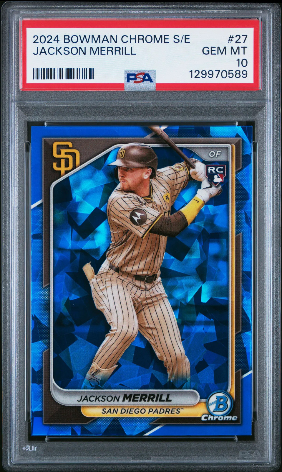 2024 Bowman Chrome Sapphire Refractor Rookie Jackson Merrill #27 PSA 10 Padres