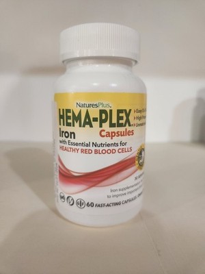 NaturesPlus Hema-Plex Iron Supplements 60 Capsules Expires 02/2029
