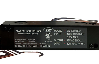 WAC LIGHTING EN-1260-RB2 60W LOW VOLTAGE POWER SUPPLY/ELECTRONIC TRANSFORMER NEW