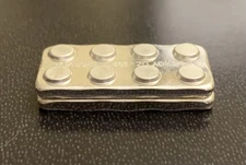 Set Of (2) LEGOS 1/4th Oz Each .999 Silver LEGO Bars Stackable