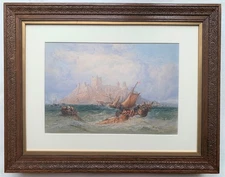 JAMES WEBB (1835-1895) - BAMBURGH CASTLE - Original 19C Chromolithograph