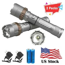 2x Super Bright LED Flashlight  Rechargeable 5-modes Handheld Torch Work Light