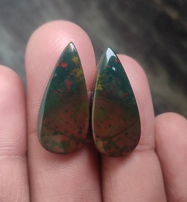 23.00 Cts Natural Teardrop Blood Stone Ethical Cabochon Pair 26X12X4.5 MM