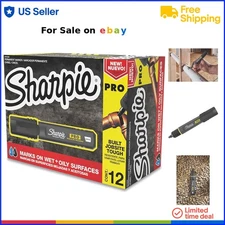 Permanent Marker Medium Chisel Tip Black Pack of 12 for Metal Glass Surfaces