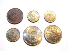 Ghana 1967 1, 2-1/2, 5, 20 Pesewas 1965 10, 25, Pesewas unc 6 Coin Set