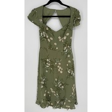 REFORMATION ROSI MIDI DRESS GREEN FLORAL NWT SIZE 2 SWEETHEART NECK CAP SLEEVES