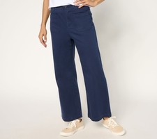Studio Park Women's Pants Sz 8 Regular Stretch Twill Wide Leg Pant Blue A676839