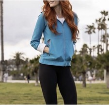 Scottevest Chloe Glow Hoodie Women  s S Blue Zip Up Pockets Travel Jacket