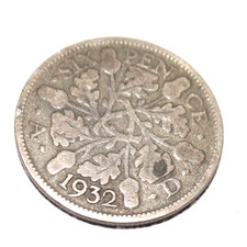 1932 George V .500 Silver UK Sixpence Six Pence 6d coin