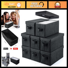 CD Storage Box - 8 Pack, Holds 30 Jewel Cases, 60 Slim Cases, 165 Sleeves - Blac