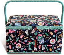XL, Aqua Notions Sewing Basket, Navy