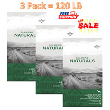 3 Packs, Diamond Naturals Large Breed Adult Chicken & Rice Formula , 40LB Bag 0.71 per pound