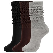 3 Pairs Slouch Socks for Women Size 9-11 Soft Extra Long Scrunch Knee High Bo...