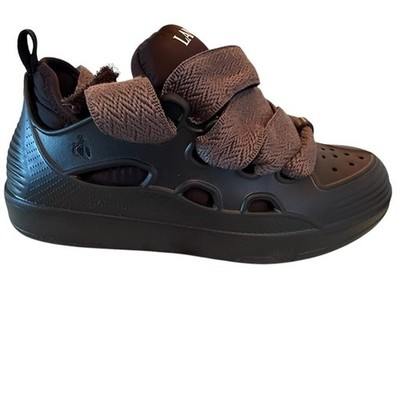 Lanvin Paris Men's Molded Rubber Curb Sneaker Shoe, Anthracite, Size 43