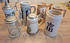 7x Vintage Bierkrug Keramik Glas Zinn HB Sitzendorf DDR Rastal Hofbräuhaus Bier