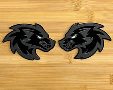 Wolf Badges White Eye Car Emblem Fender Badges 2 Matte Black On Black Racing Wolf Badges White Eye Car Emblem Fender Badges 2 Matte Black On Black Racing