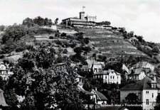 12-496 Ansichtskarte Radebeul  HO Berggaststätte Friedensburg Lößnitz Elbe DDR