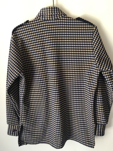 70's Big Yank Textured Polyester Leisure Shirt Jacket Sz Medium Blue Check Plaid - Picture 10 of 12