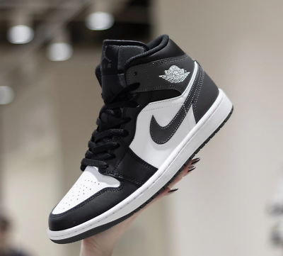 Nike Air Jordan 1 Mid Black White Iron Grey DQ8426-001 Men's Size