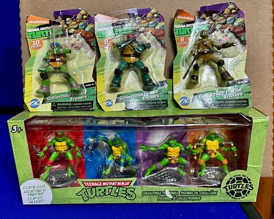 Teenage Mutant Ninja Turtles Collectible Figurines w BONUS 3 Puzzle Erasers