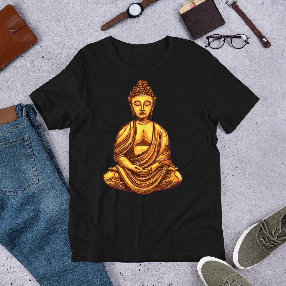 Men T Shirt buddha graphic print Short sleeves men shirt vintage men shirt