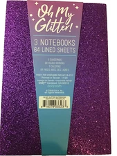 Oh My Glitter Notebooks Amethyst Rhodolite Pink Set Of 3 Lined Paper Books New
