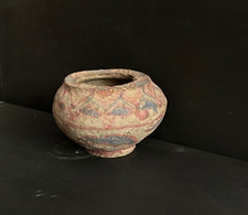 Selten Alt Vintage Handgefertigt Treble Einzigartig Papier Mache Handbemalt Pot