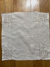 Vintage White HANDKERCHIEF, Hand Made Drawn Punch Work